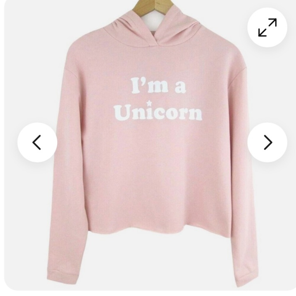 Womens I'm A Unicorn Top Hoodie Pullover Cropped Boxy - Picture 1 of 10